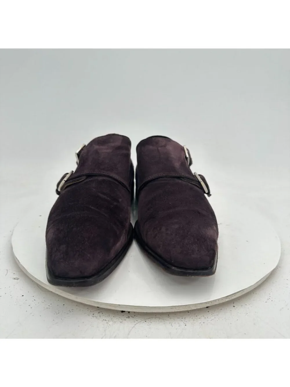 Stefano Branchini Men Size 7 Brown Suede Double Monk Buckle Dress Shoes